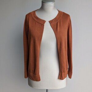 Simons Icone Open Front Cardigan Sweater - Rust Brown Orange